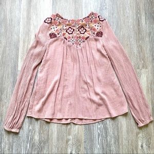 Floral Embroidered Pink Harper Heritage top